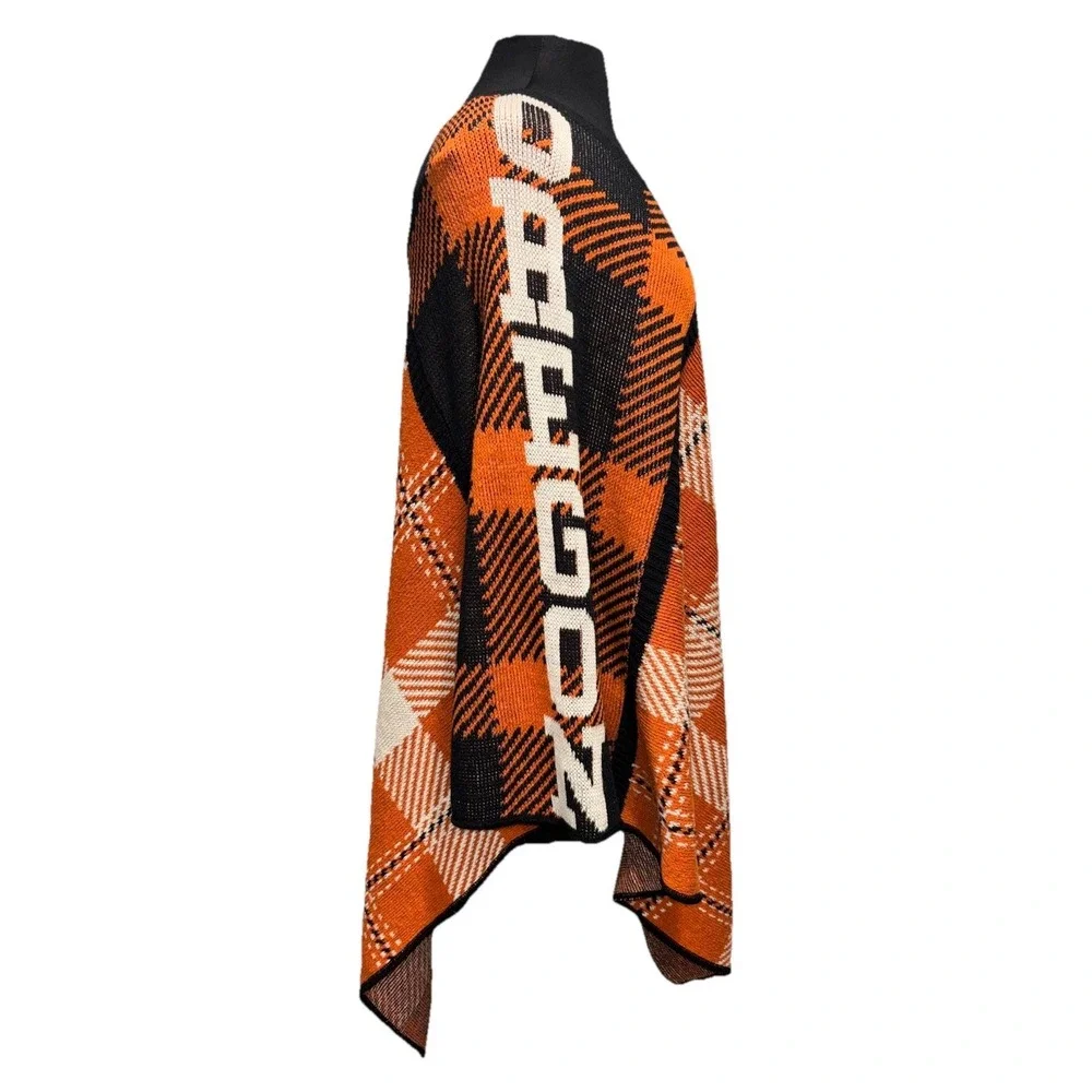 NEW Green 3 Plaid OSU Beavers Poncho One‎ Size Orange Balck USA Recycled Cotton - Picture 2 of 11